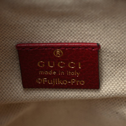 Gucci X DORAEMON Mini Vintage GG Supreme Monogram Textured Dollar Calfskin Mini Bucket Bag Beige Ebony Multicolor New Cherry Red 6 of 9