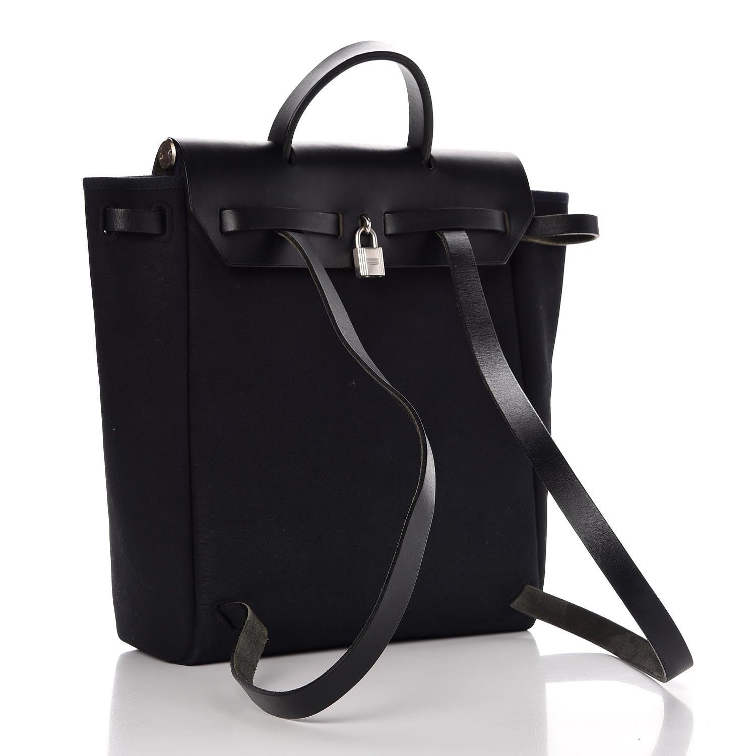 Hermes Toile Vache Calfskin Herbag 30 PM Backpack Black 5 of 14