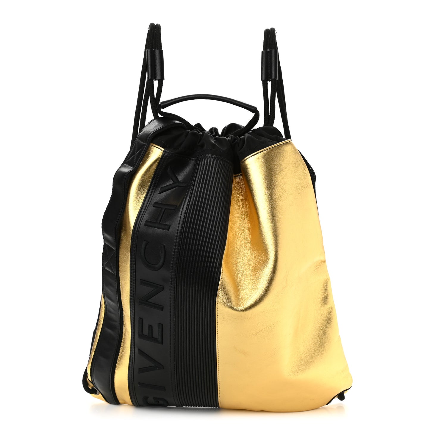 Calfskin MC3 Drawstring Backpack Bag Black Gold