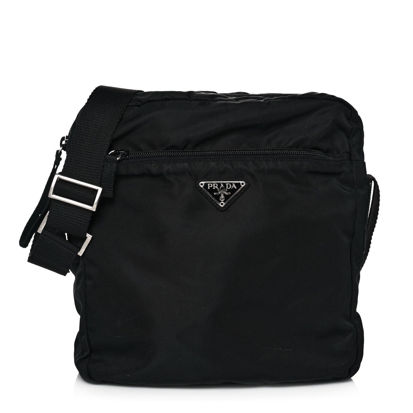 Nylon Flat Messenger Bag Black