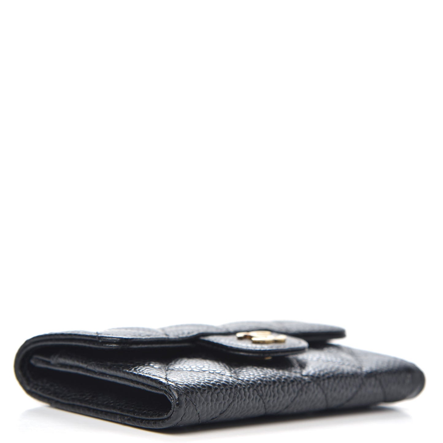 Caviar Quilted Flap Card Holder Black