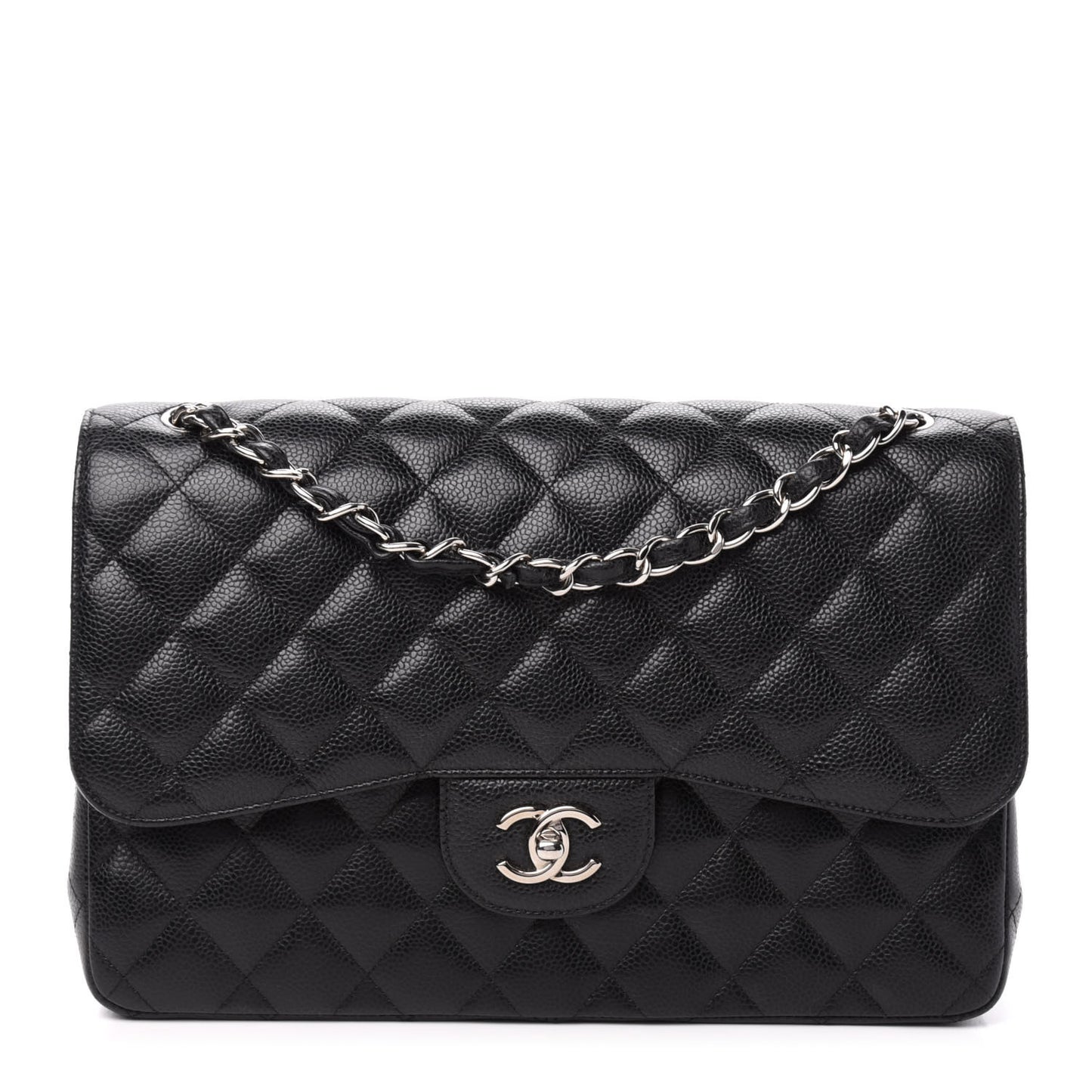 Caviar Quilted Jumbo Double Flap Black