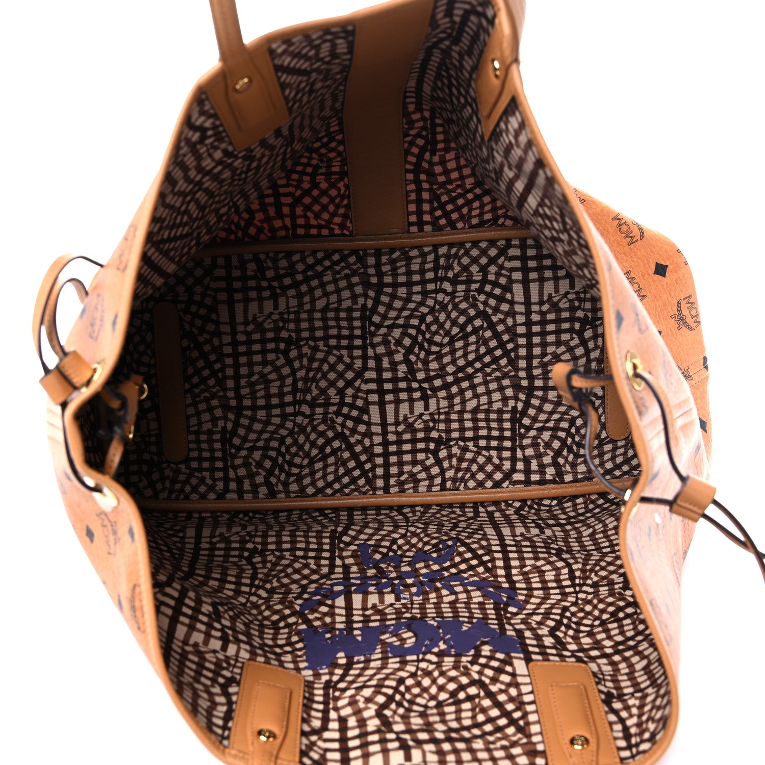 MCM Visetos Large Liz Reversible Shopper Tote Cognac 5 of 15