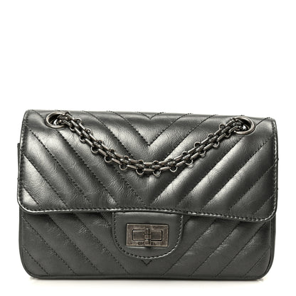 Chanel Metallic Aged Calfskin Chevron Quilted 2.55 Reissue Mini Flap Grey 1 of 11