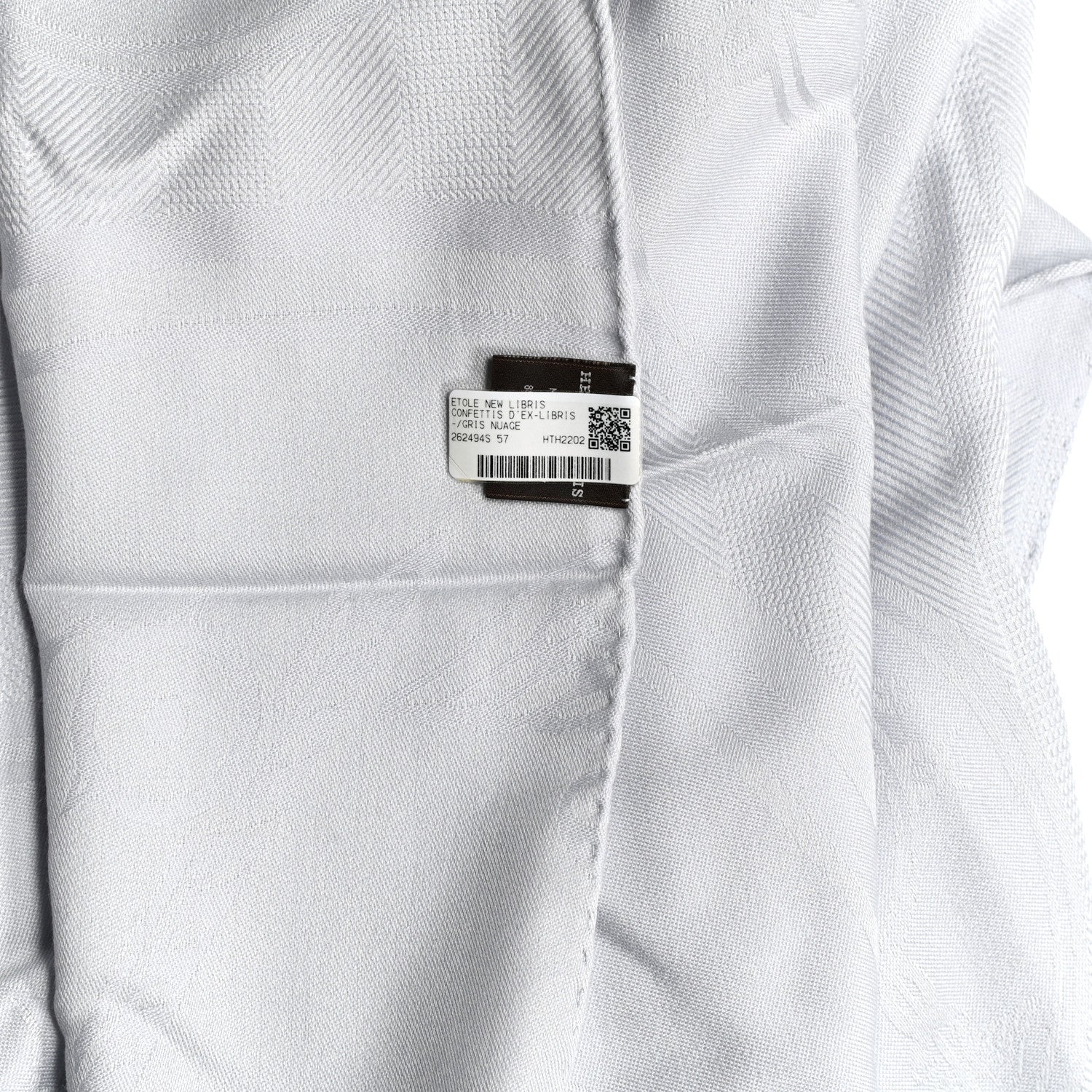 Hermes Cashmere Silk New Libris Confettis D'Ex Libris Stole Gris Nuage 4 of 4