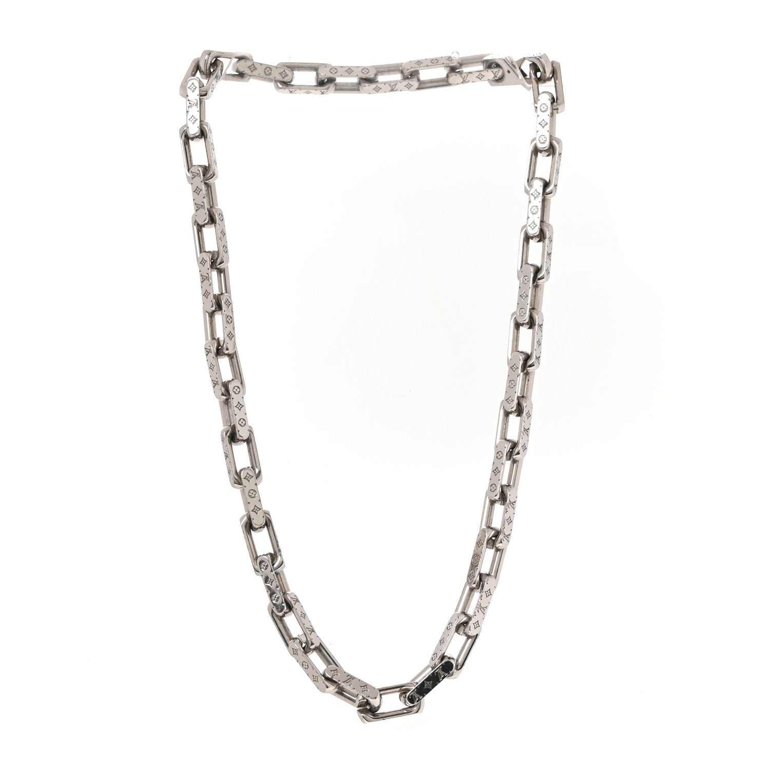 Louis Vuitton Monogram Chain Necklace Silver Silver 3 of 5