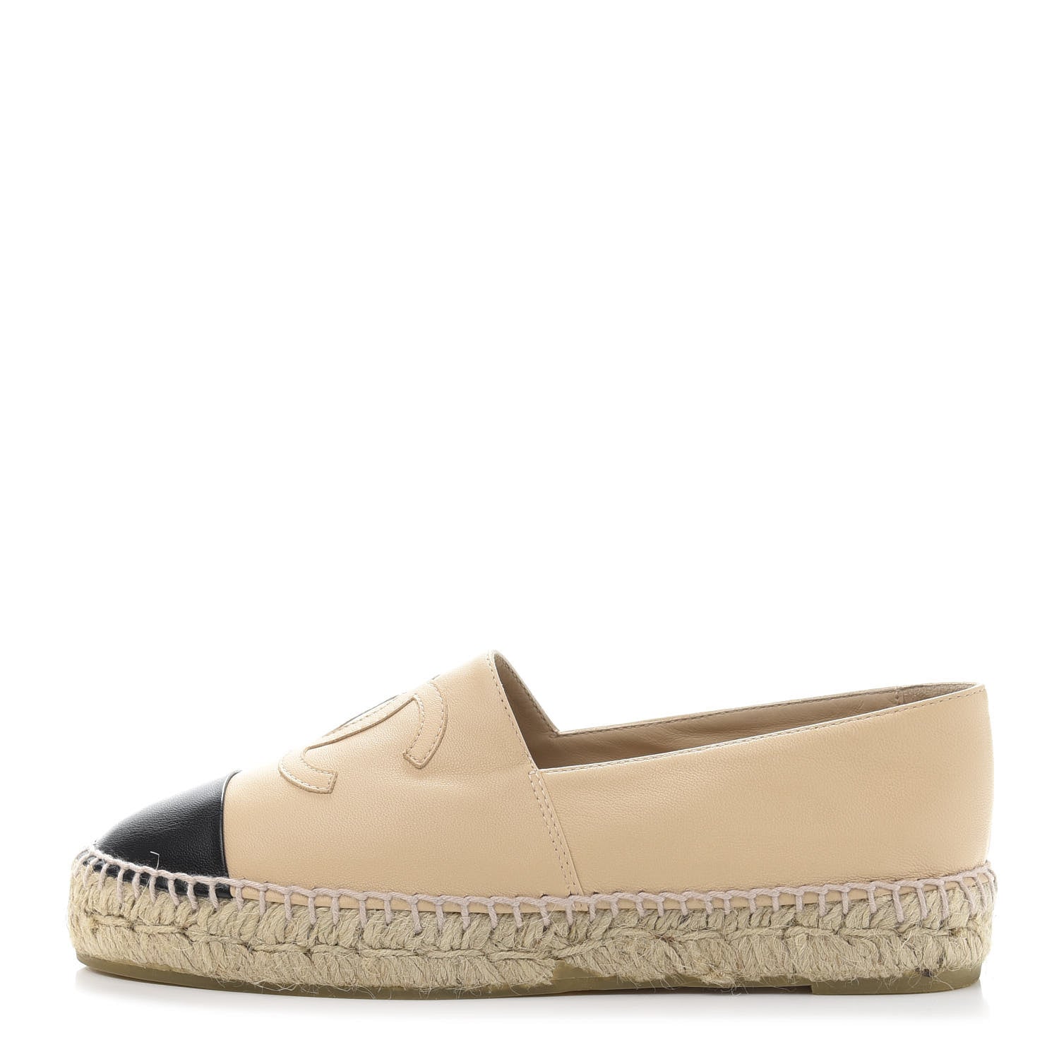 Chanel Lambskin CC Espadrilles 37 Beige Black 1 of 9