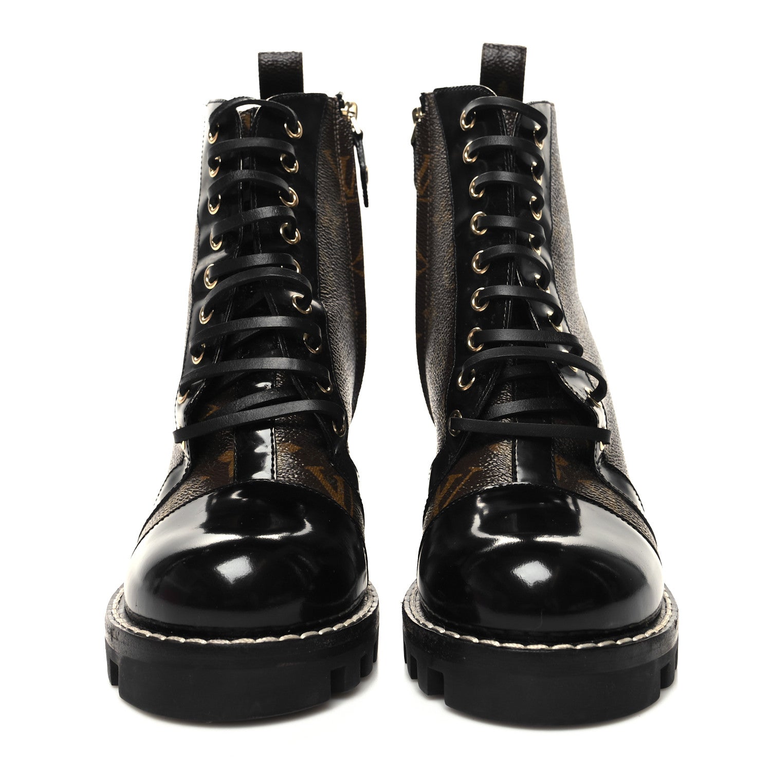 Louis Vuitton Patent Calfskin Monogram Star Trail Ankle Boots 38 Black 2 of 8