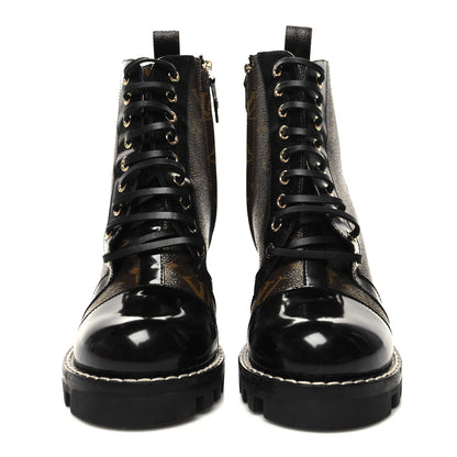 Louis Vuitton Patent Calfskin Monogram Star Trail Ankle Boots 38 Black 2 of 8