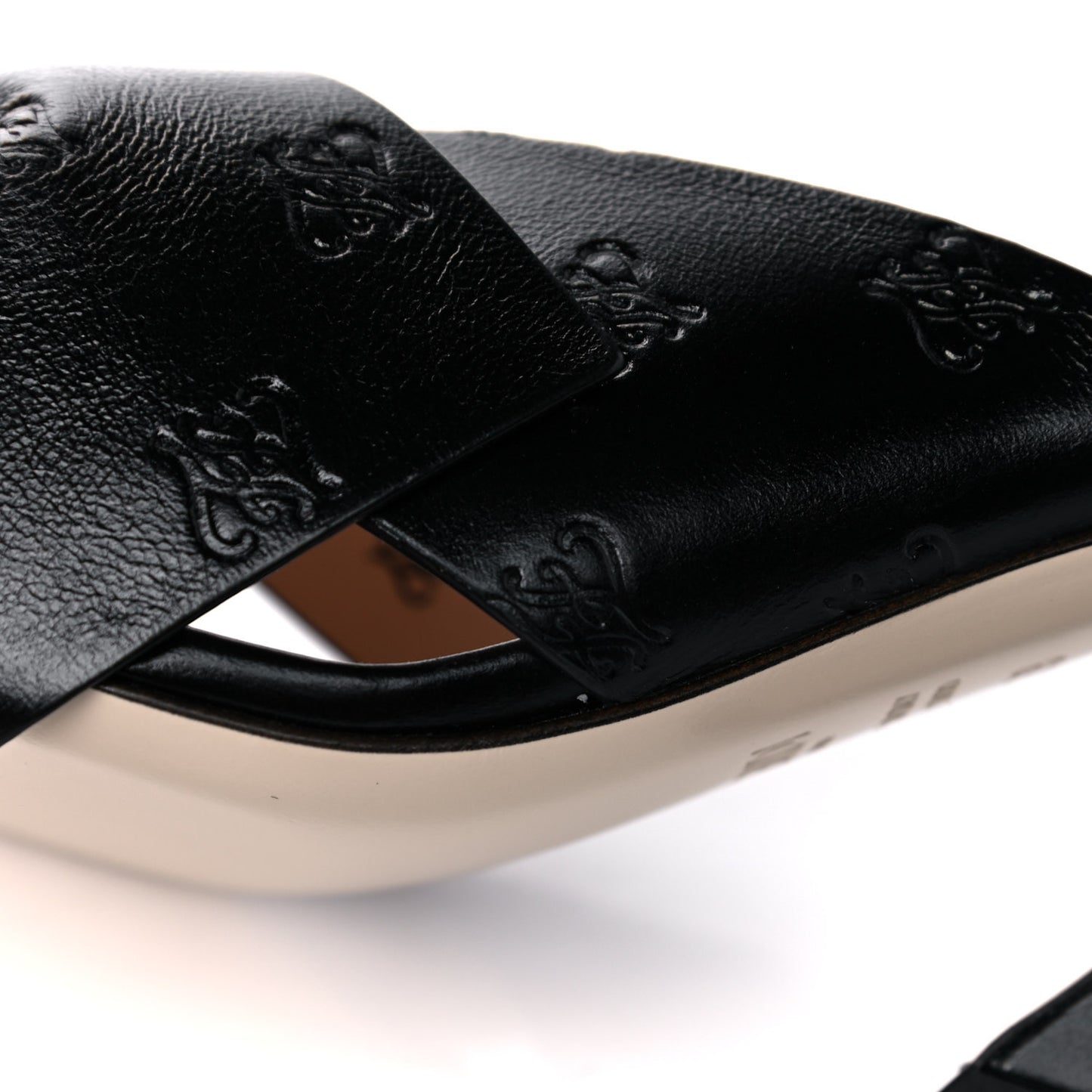 Calfskin Karligraphy Embossed Ffreedom Mules 39 Black