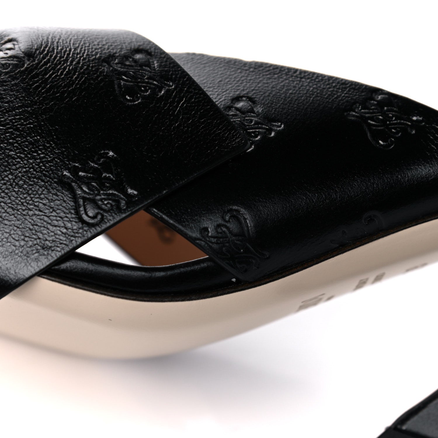 Fendi Calfskin Karligraphy Embossed Ffreedom Mules 39 Black 9 of 10