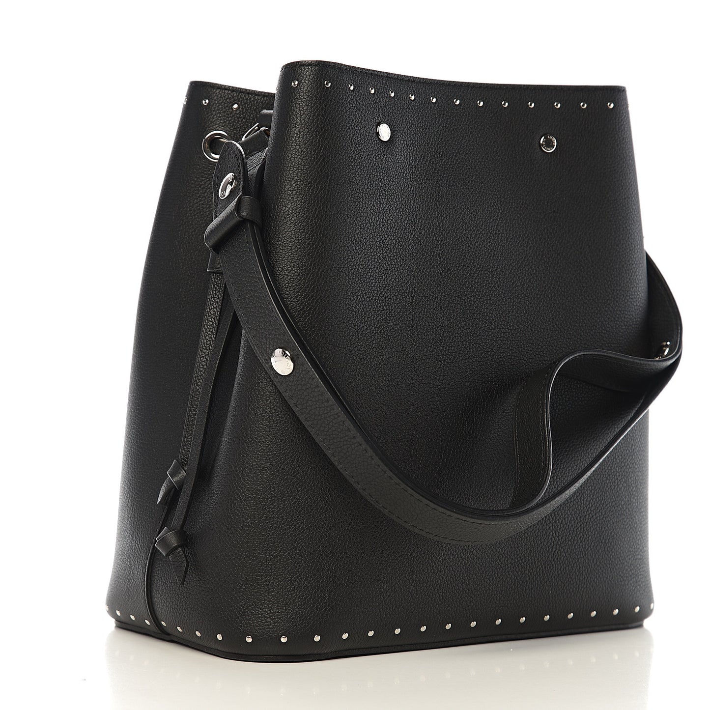 Soft Calfskin Lockme Studs Bucket Black
