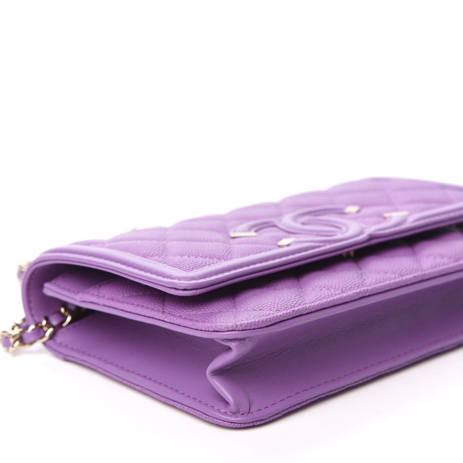 Chanel Caviar Quilted CC Filigree Wallet On Chain WOC Purple 6 of 11