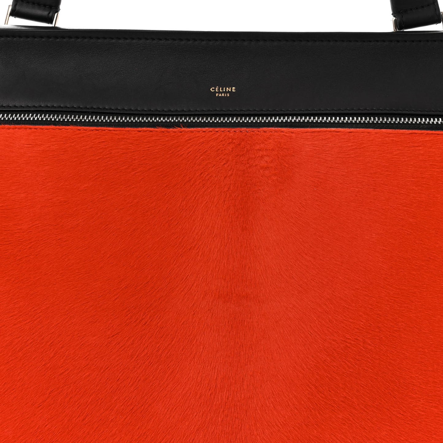 Pony Hair Medium Edge Shoulder Bag Vermillion