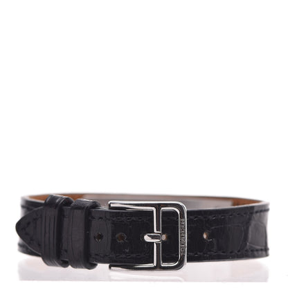 Hermes Stainless Steel Alligator Diamond Mother of Pearl 20mm Kelly Cadena Quartz Watch Noir 11 of 16