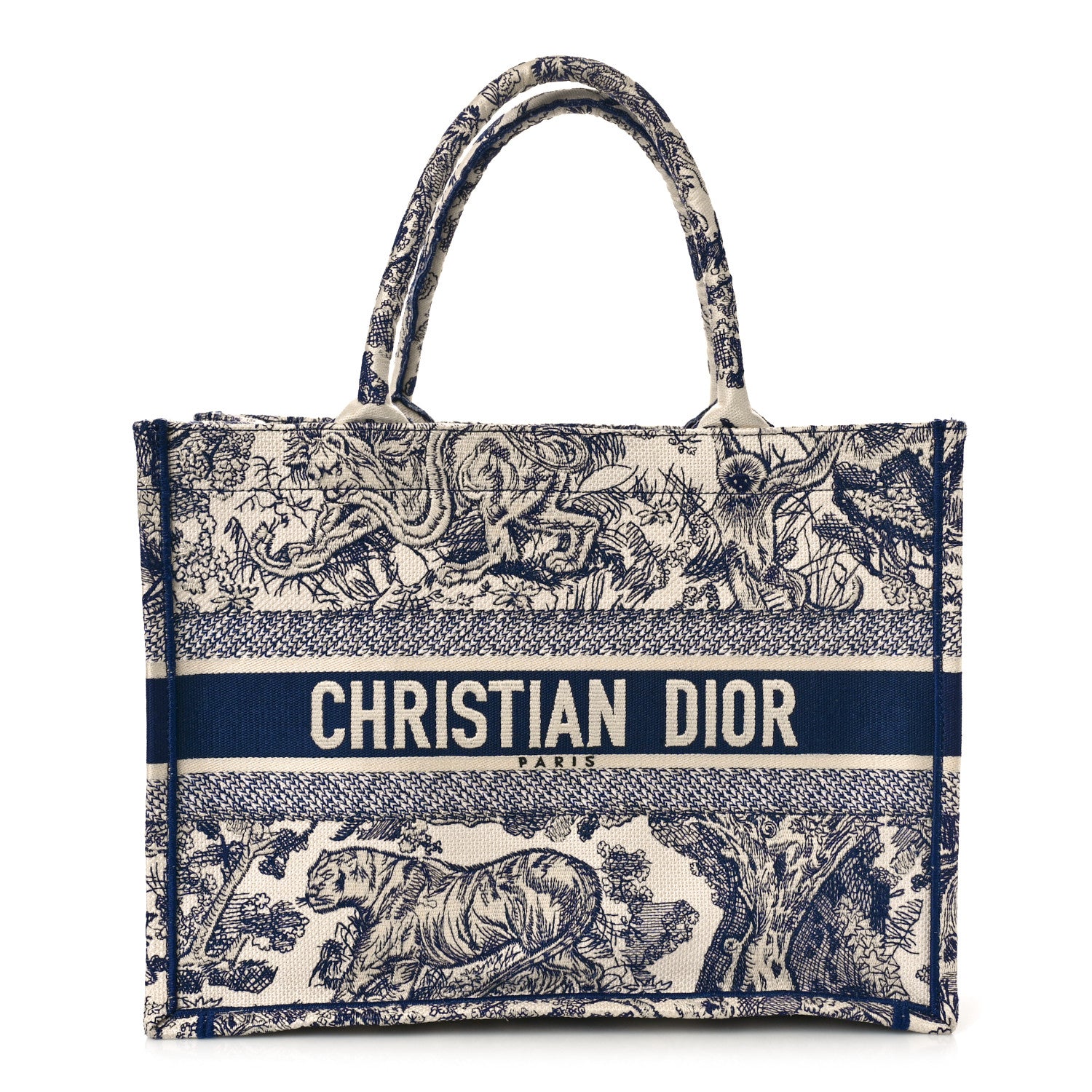 Christian Dior Canvas Embroidered Medium Dioriviera Toile De Jouy Book Tote Blue 1 of 8