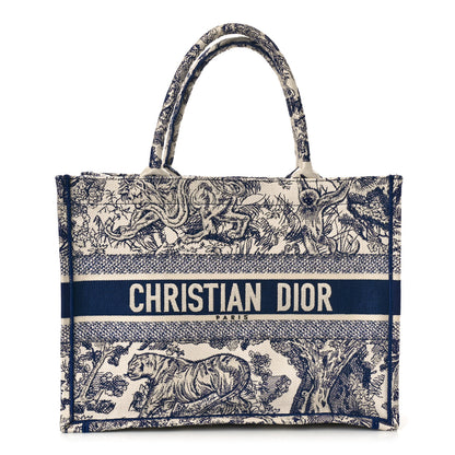 Christian Dior Canvas Embroidered Medium Dioriviera Toile De Jouy Book Tote Blue 1 of 8