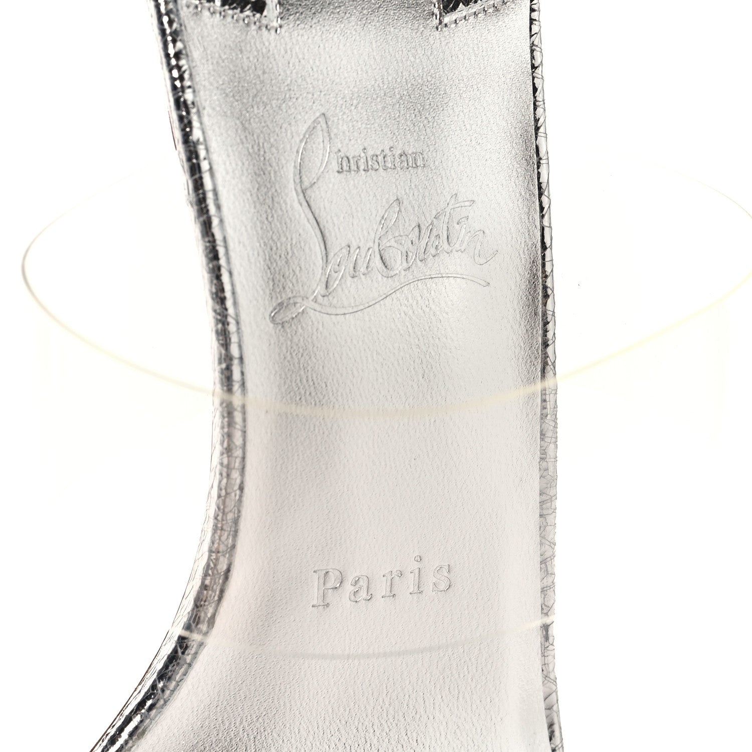 Christian Louboutin Laminated Vint Calfskin PVC Just Nothing 55 Slide Sandals 40 Silver 14 of 18