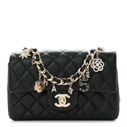 Chanel Lambskin Quilted Mini Coco Charms Rectangular Flap Black 1 of 11