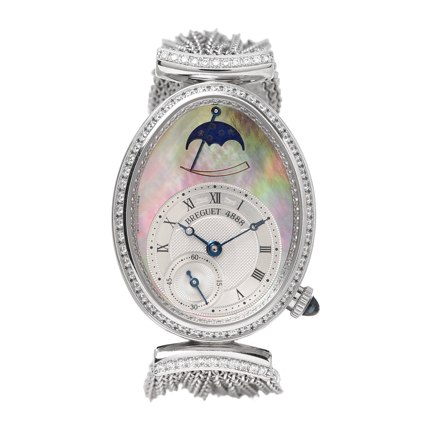Breguet 18K White Gold Diamond Mother of Pearl 29mm Reine de Naples Automatic Watch 1 of 7
