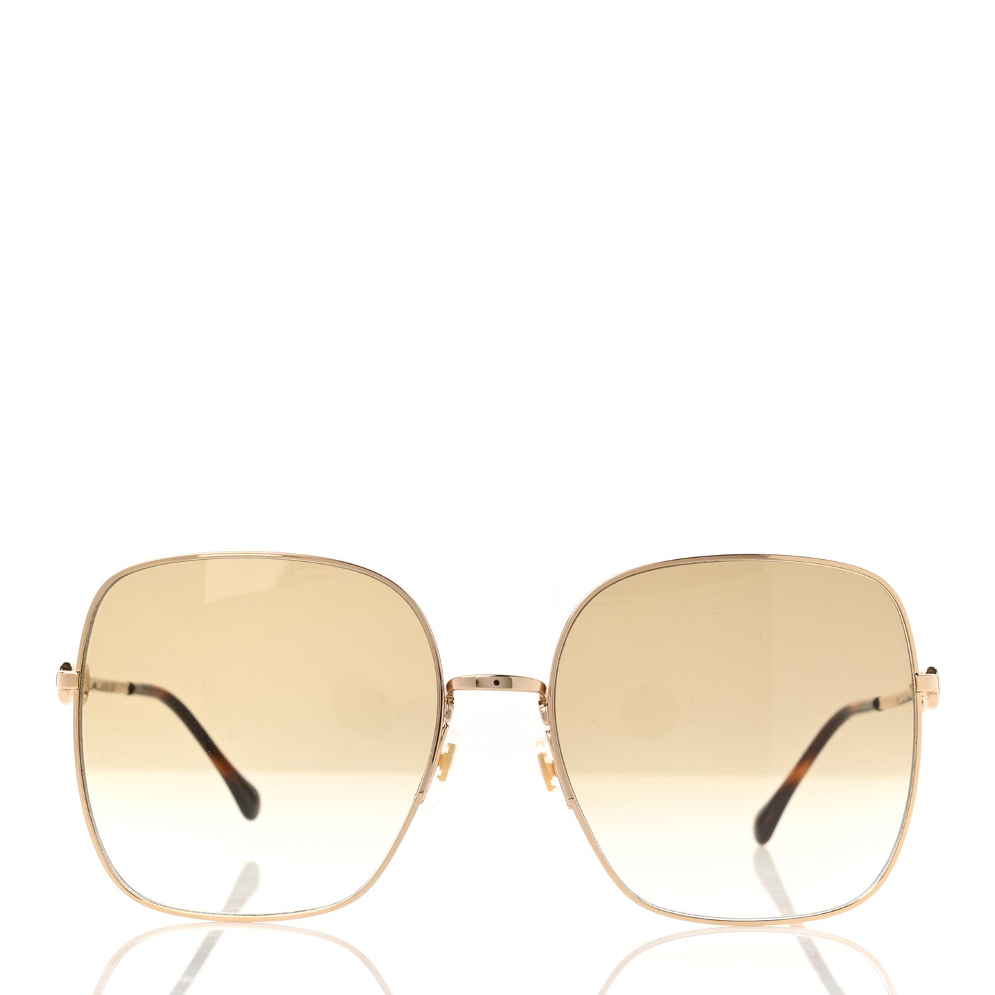 Metal Horsebit Square Frame Sunglasses GG0879S Gold