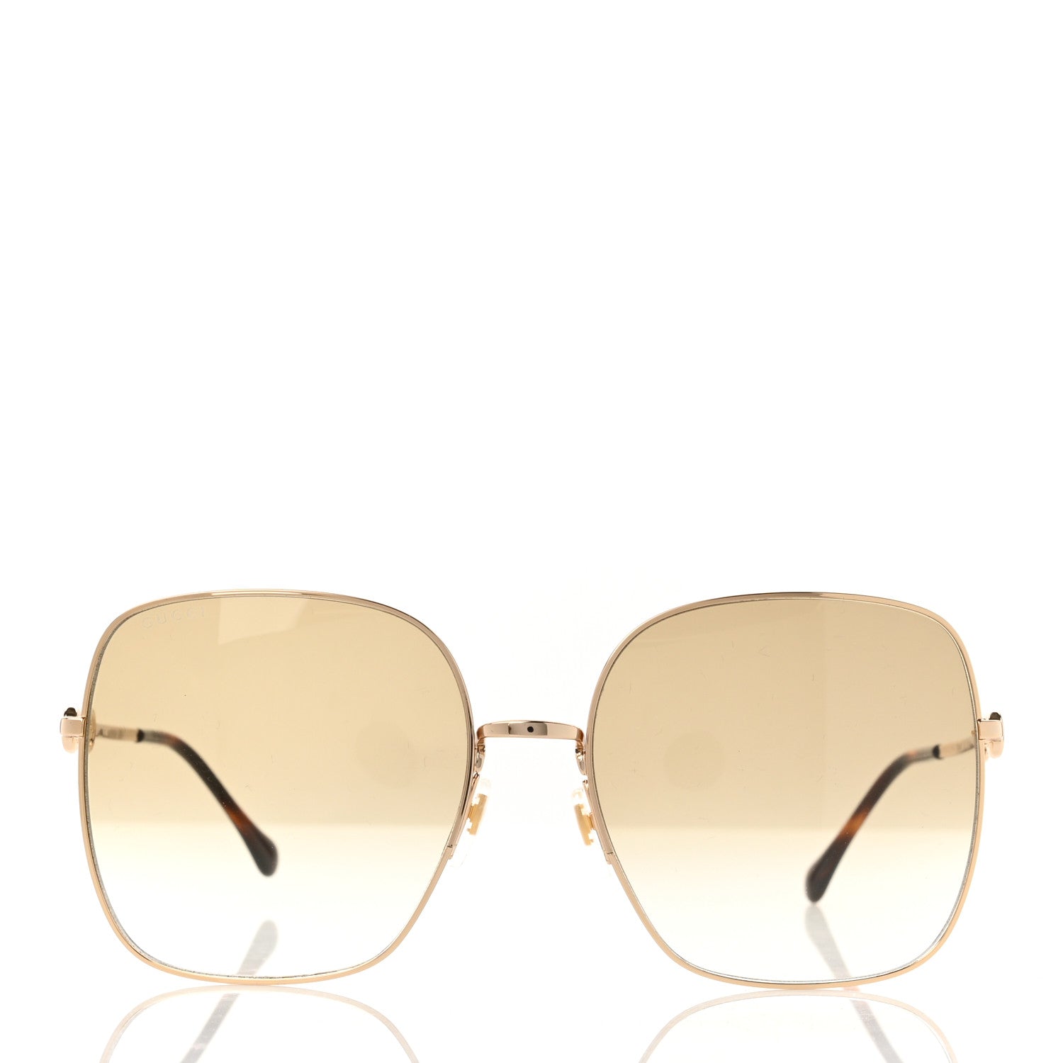 Gucci Metal Horsebit Square Frame Sunglasses GG0879S Gold 2 of 6