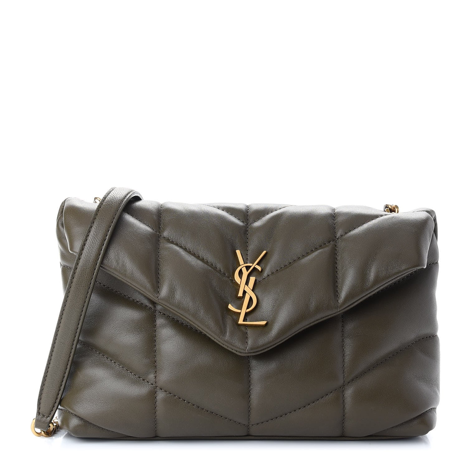 Saint Laurent Calfskin Quilted Toy Loulou Puffer Monogram Chain Satchel Seaweed 1 of 10
