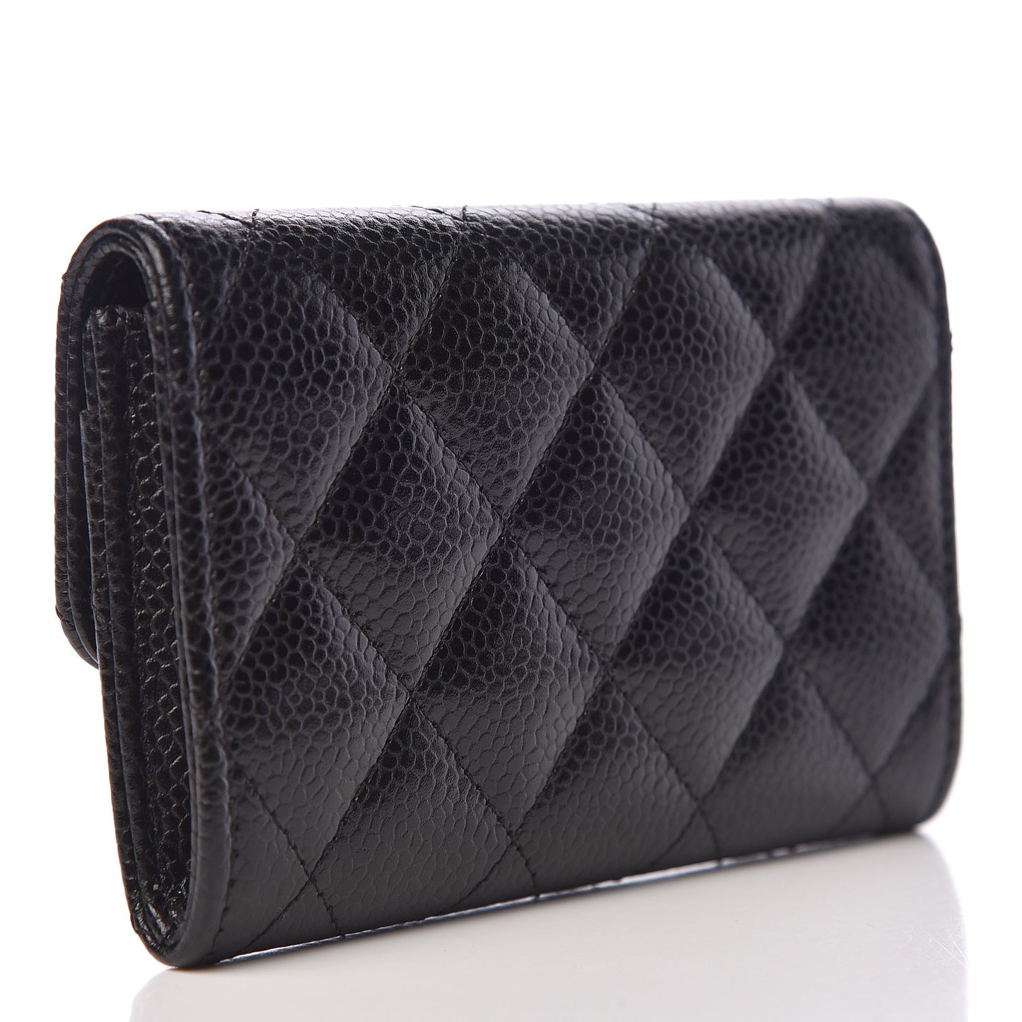 Caviar Quilted Flap Card Holder Black