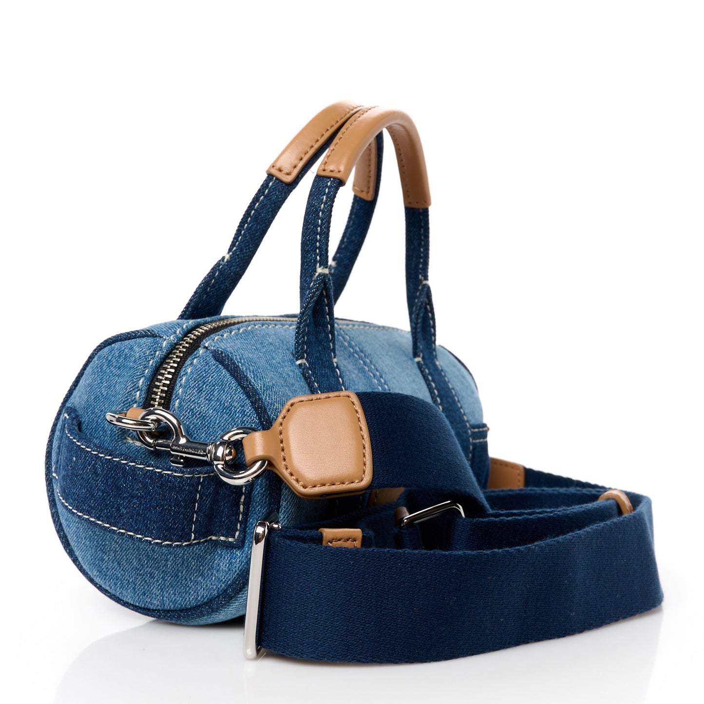 Denim Patchwork The Mini Duffle Bag Blue
