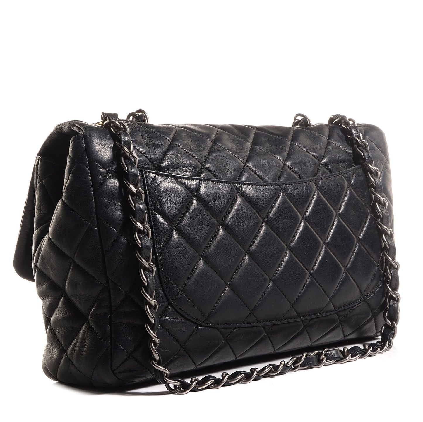 Lambskin Quilted Jumbo Single Flap Black