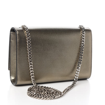 Saint Laurent Grain De Poudre Small Monogram Kate Satchel Gold 2 of 8