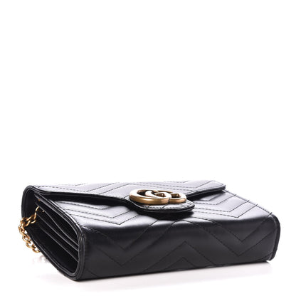 Gucci Calfskin Matelasse GG Marmont Chain Wallet Black 4 of 7