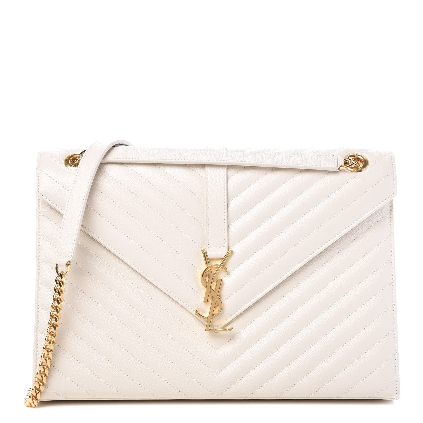 Grain De Poudre Matelasse Chevron Large Monogram Satchel Porcellana