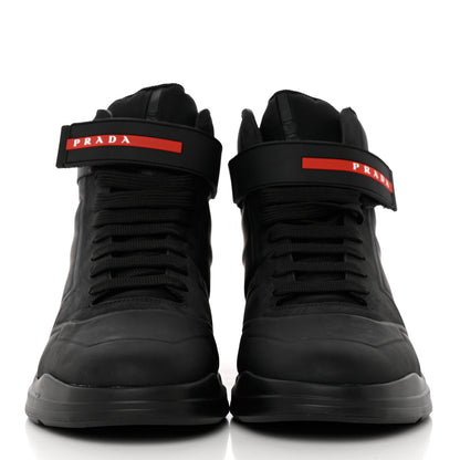 Prada Nubuck Polarius Mens High Top Sneakers 9.5 Black 2 of 17