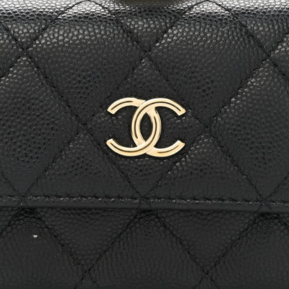 Chanel Caviar Quilted Mini Pearl On Top Coin Purse With Chain Black 9 of 14
