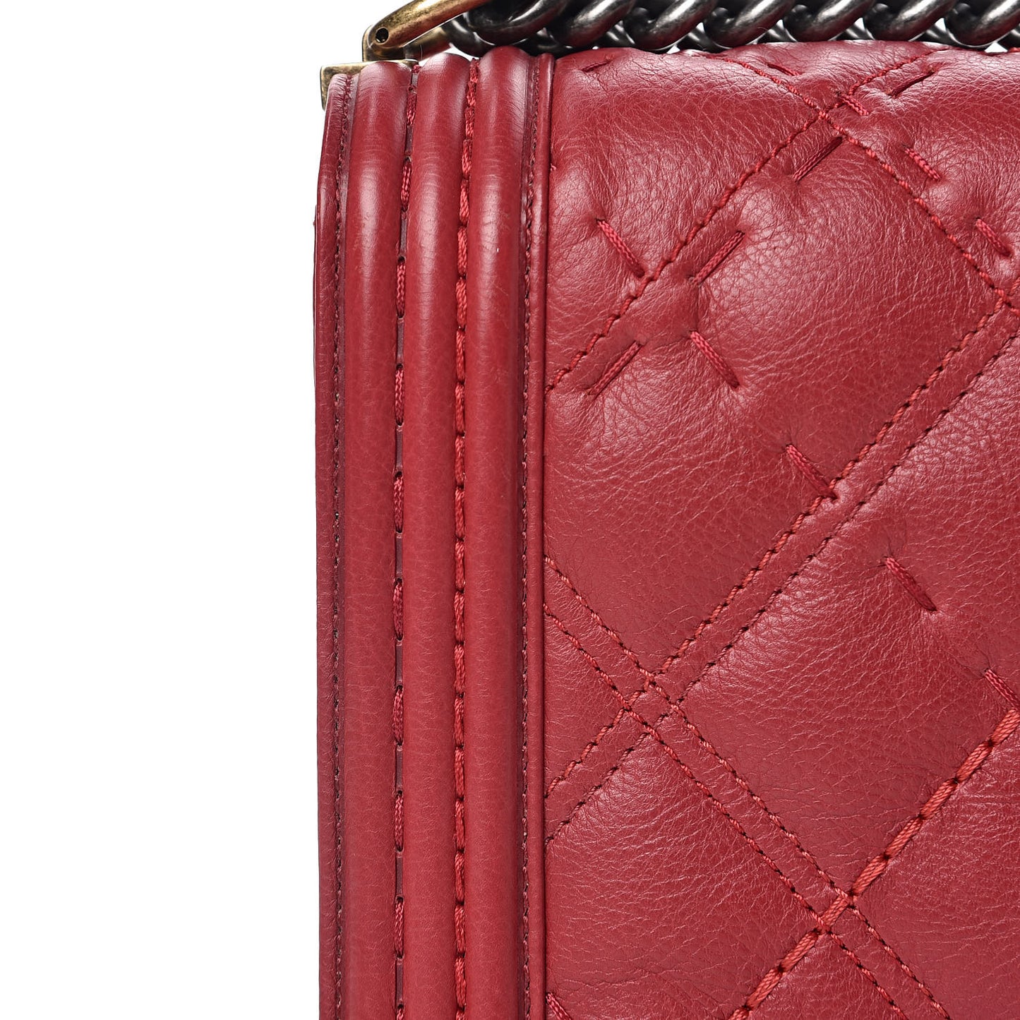 Calfskin Stitched New Medium Boy Flap Red