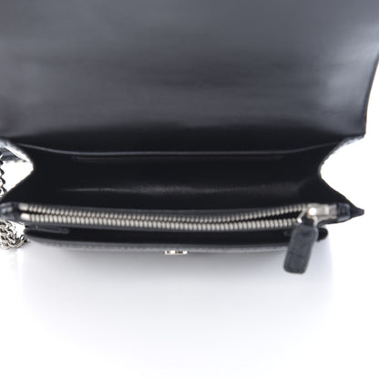 Saint Laurent Calfskin Crocodile Embossed Monogram Sunset Chain Wallet Black 5 of 13
