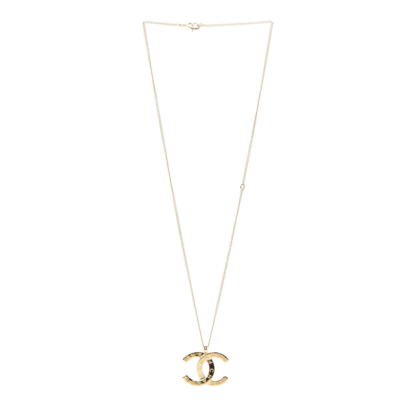 Metal CC Paris Button Necklace Gold