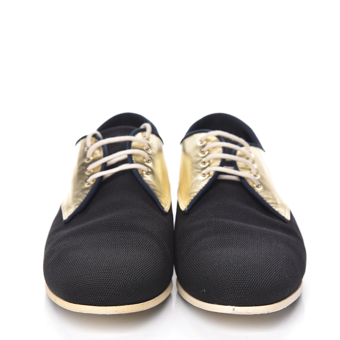 Metallic Lambskin CC Lace Up Oxfords 38 Dark Gold