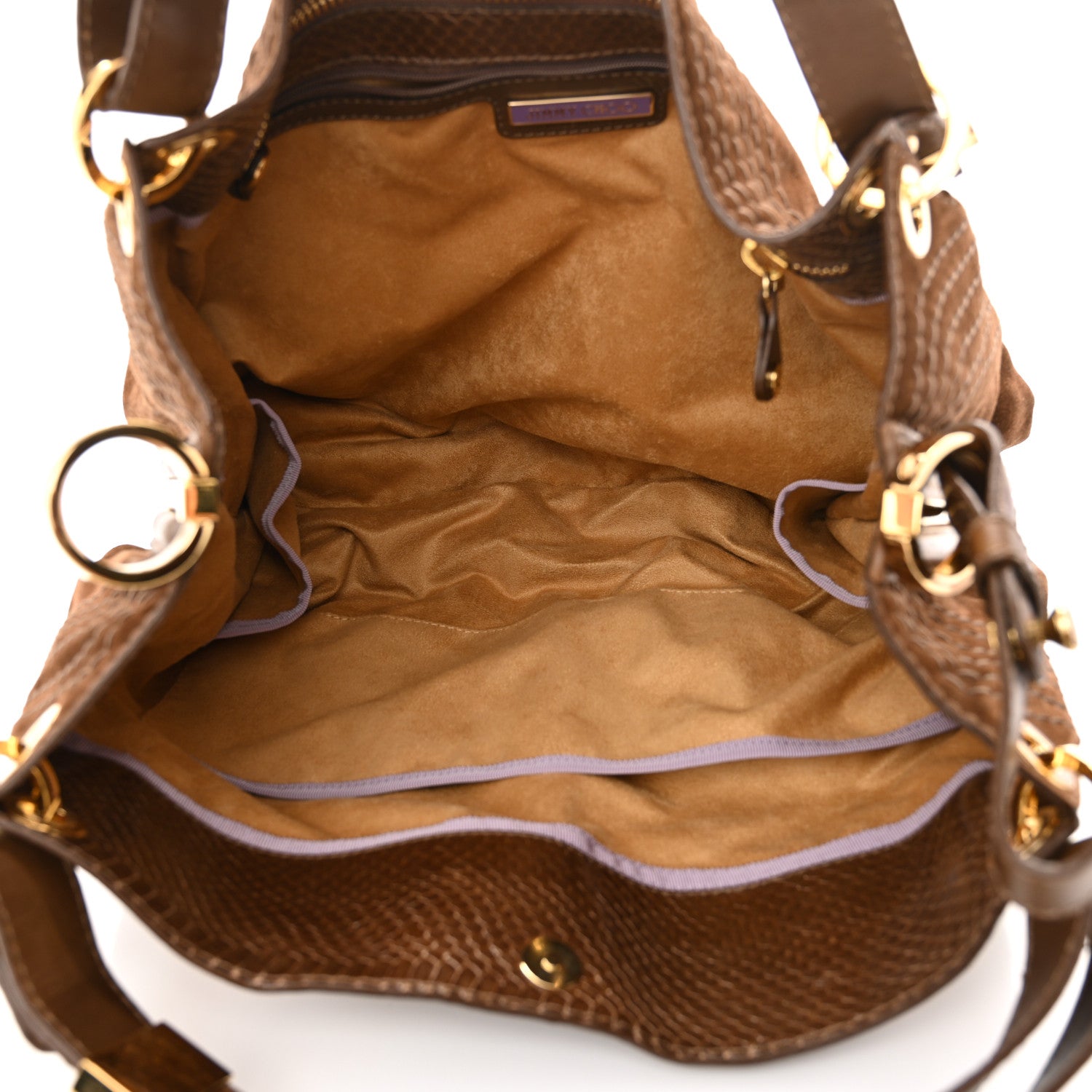Jimmy Choo Suede Snakeskin Shoulder Bag Dark Tan 4 of 8