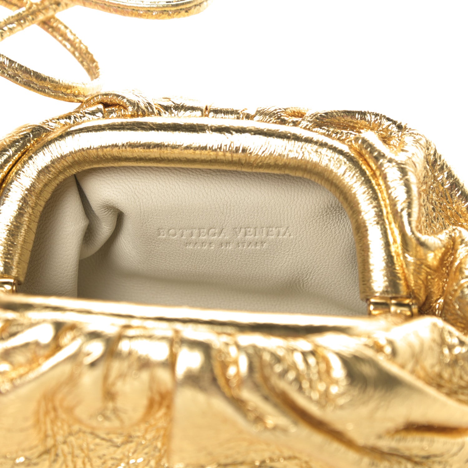 Bottega Veneta Metallic Crinkled Lambskin Coin Purse Oro 6 of 6