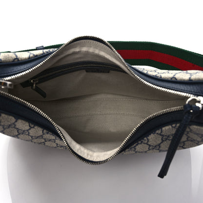 Gucci GG Supreme Monogram Textured Calfskin Web Large Attache Shoulder Bag Beige Blue 5 of 9