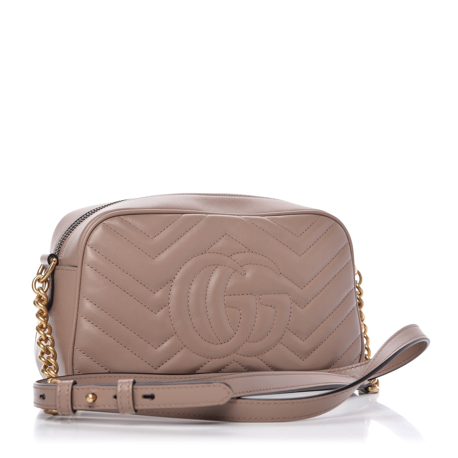 Gucci Calfskin Matelasse Small GG Marmont Chain Shoulder Bag Porcelain Rose 3 of 9