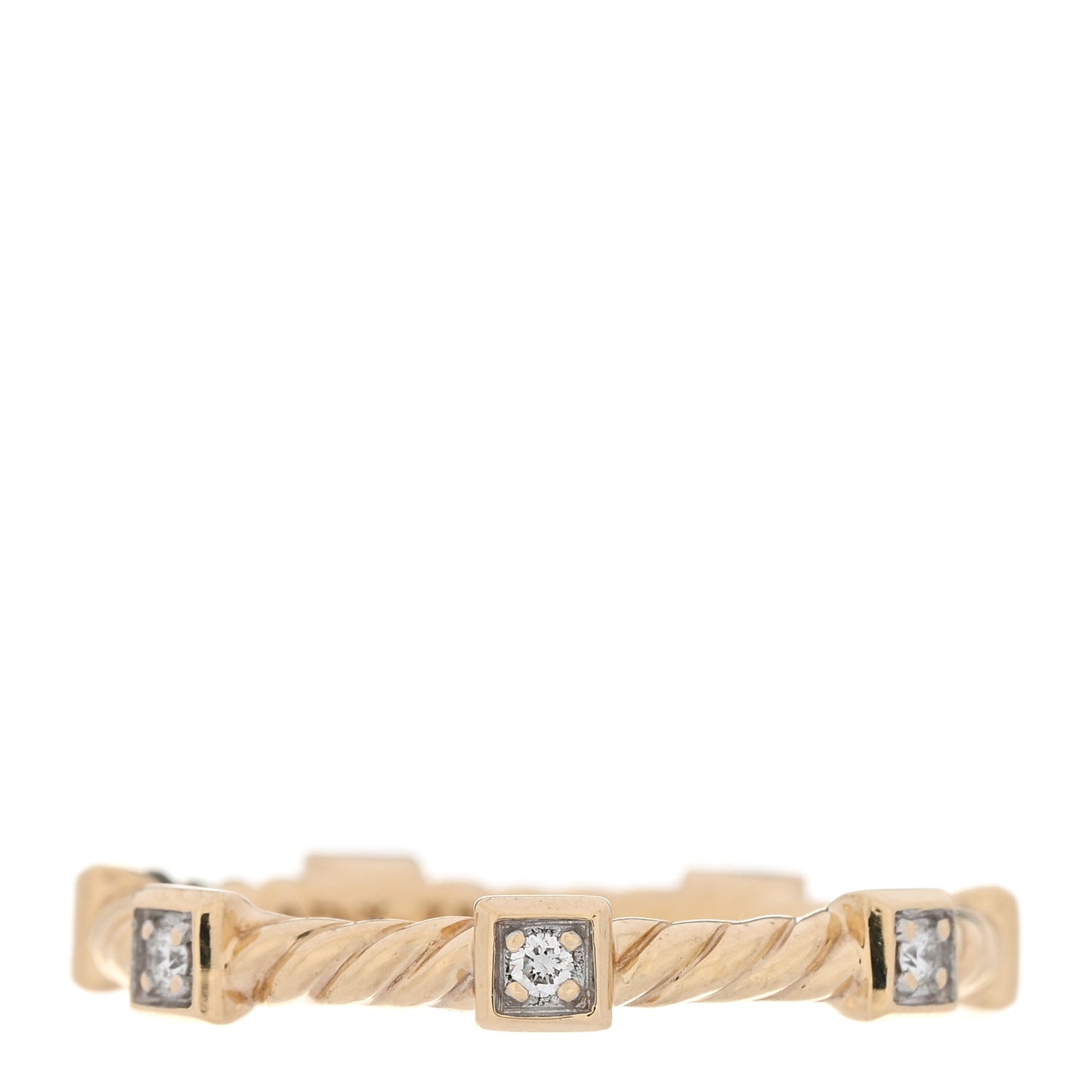 18K Yellow Gold Diamond Cable Collectibles Stack Ring 49 5