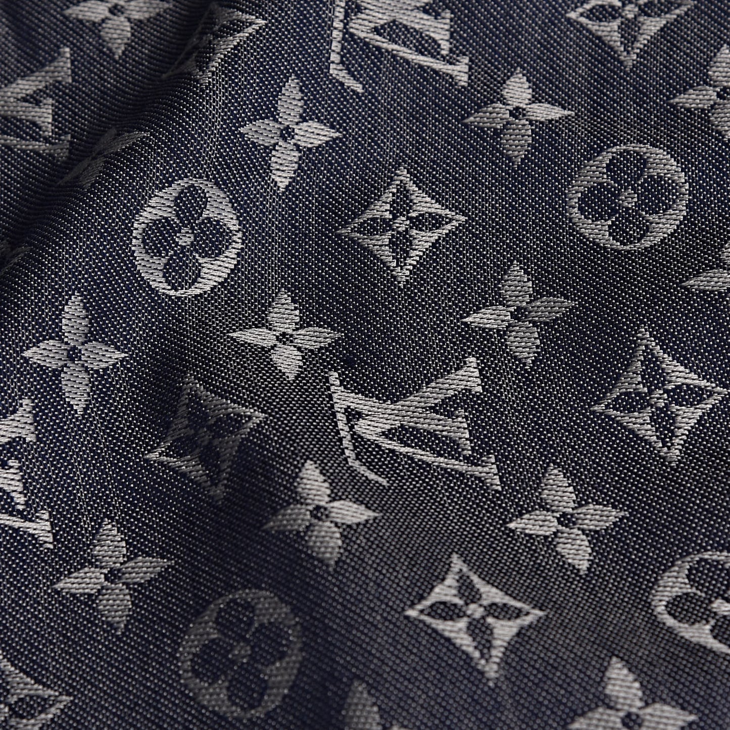 Silk Wool Monogram Denim Shawl Blue