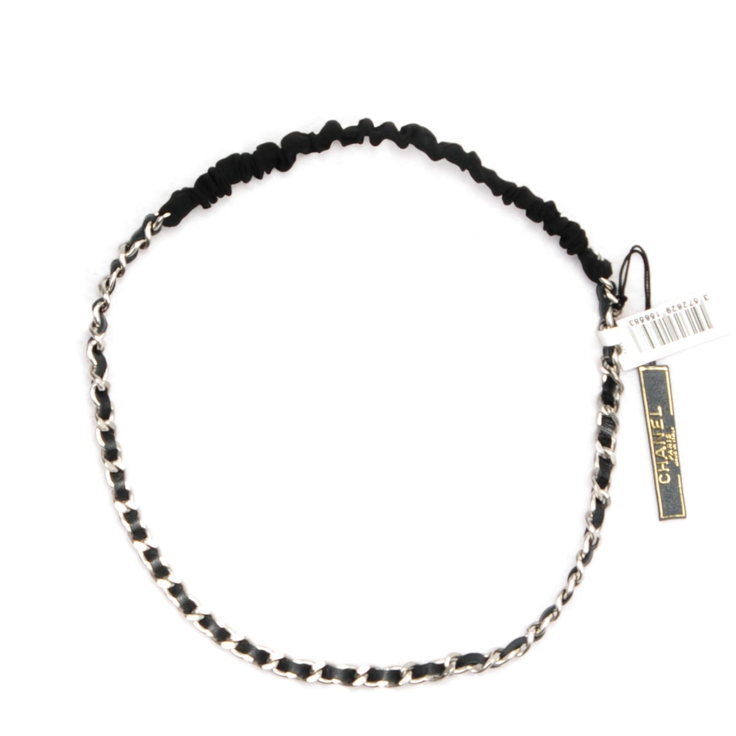 Lambskin Chain CC Headband Black Silver