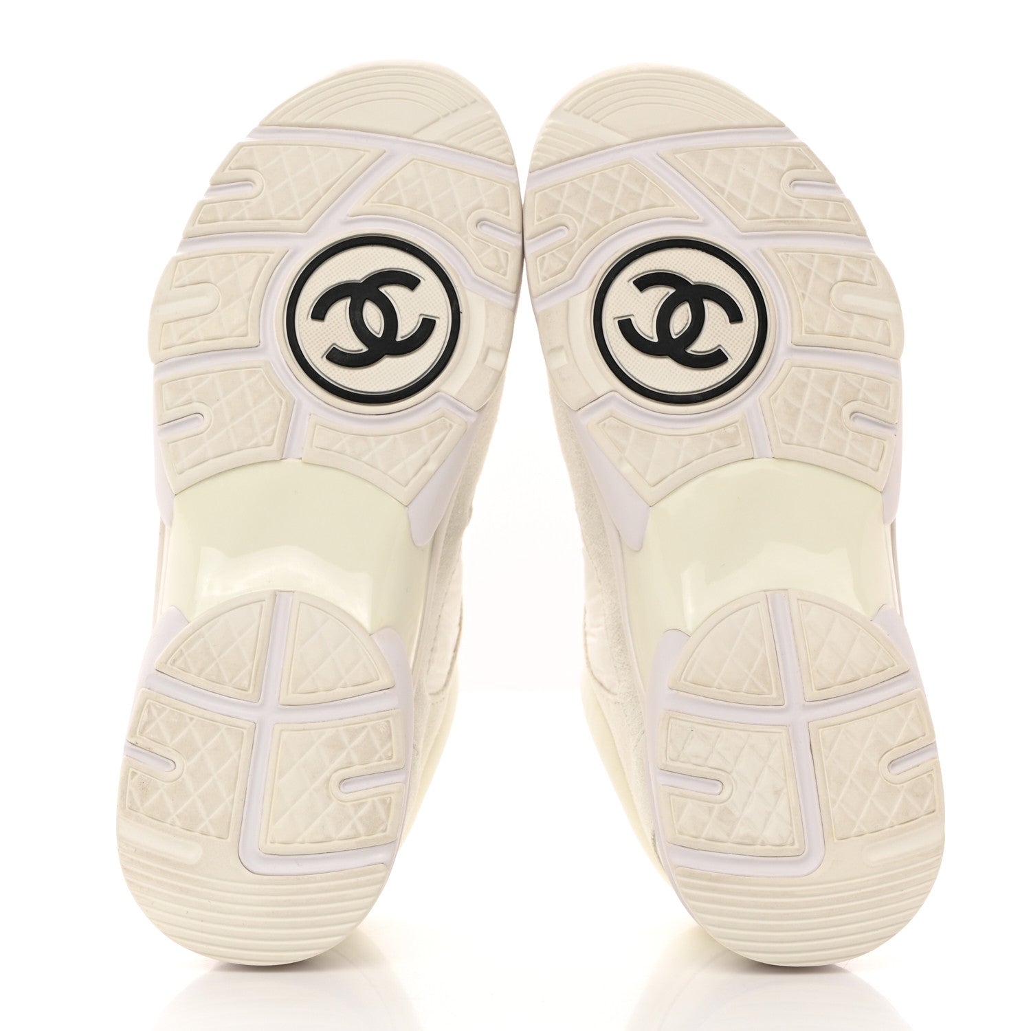 Chanel Suede Calfskin Fabric CC Sneakers 37 White 5 of 10
