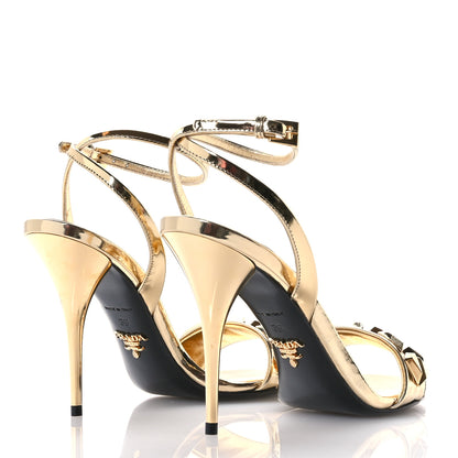 Prada Vernice Metal Stud Sandals 36 Platino 5 of 8