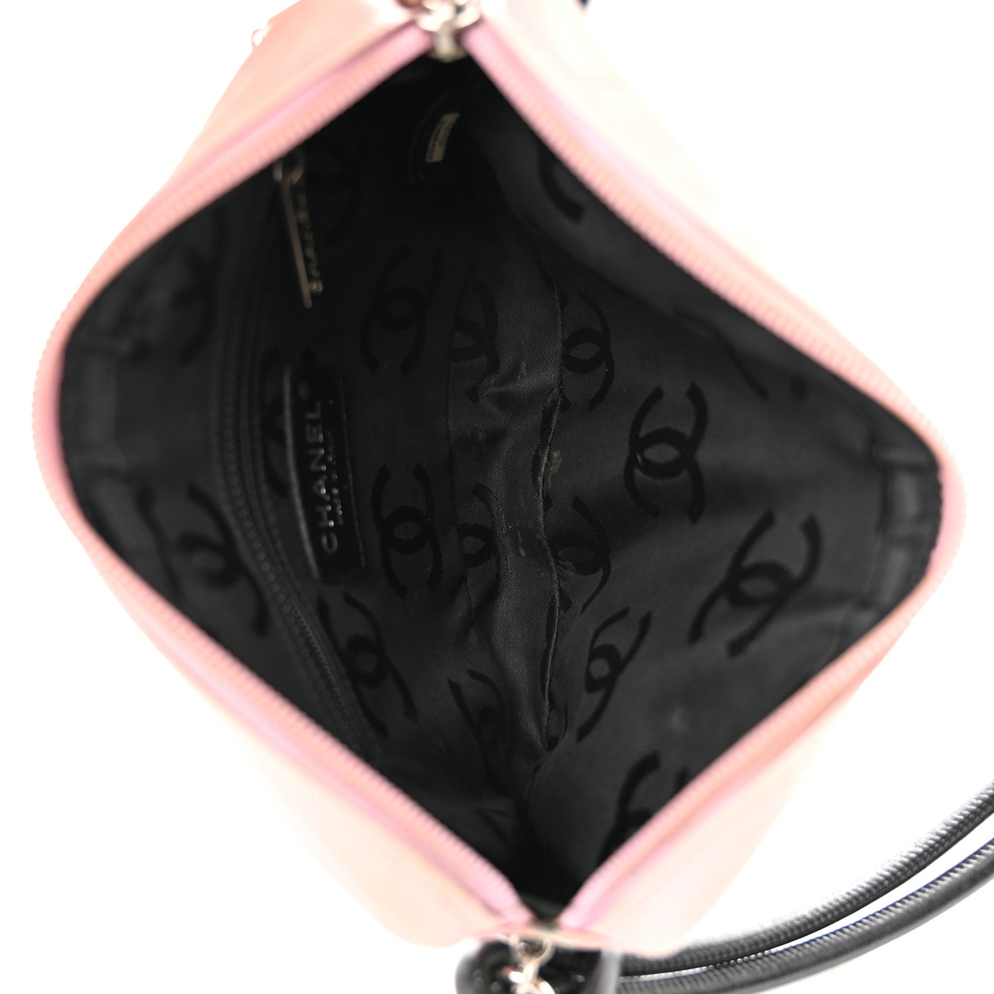 Calfskin Quilted Cambon Pochette Pink Black