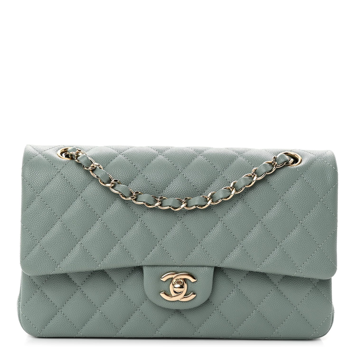 Chanel Caviar Quilted Medium Double Flap Dark Green 1 of 11